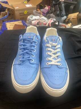 Duca del Cosma Churchill Light Blue Leather Spikeless Golf Shoes 8.5 come w/ whi